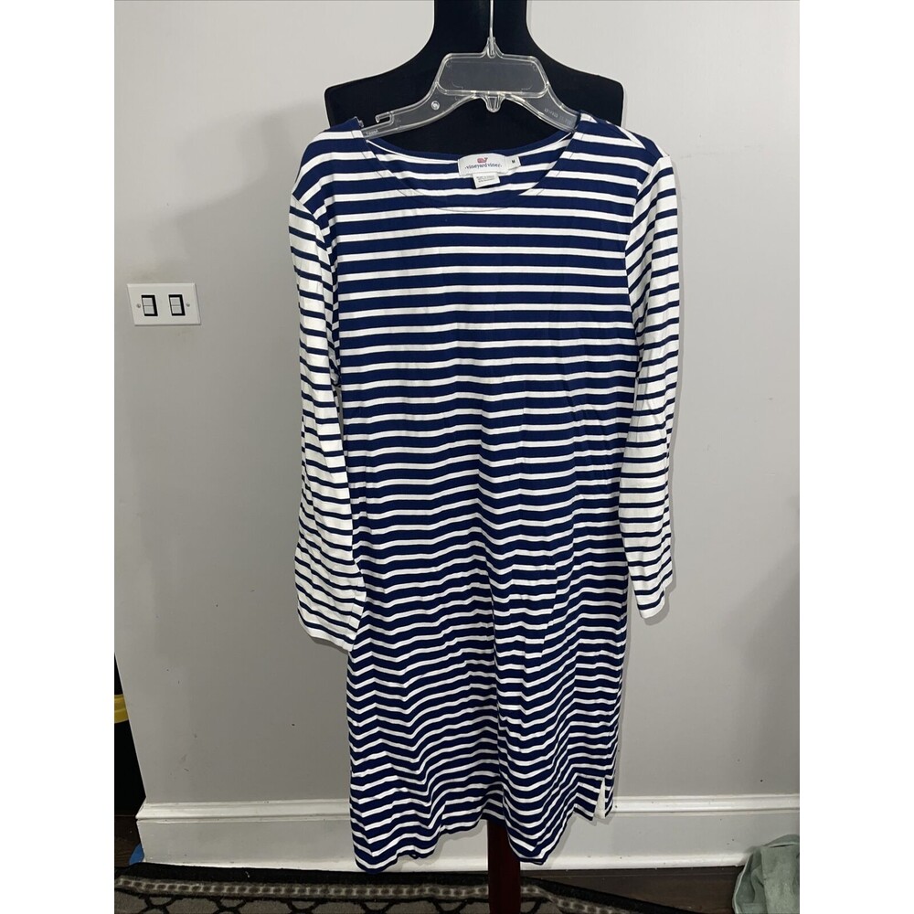 Vineyard Vines Women's Dress Blue Striped Long Sleeve Size M